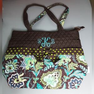 Belvah quilted Diaper Bag Brown Blue